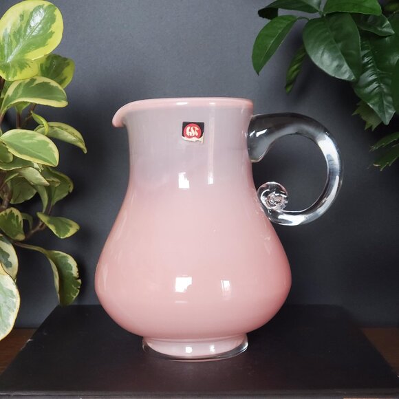 Jerzy Sluczan-Orkusz Tarnowiec Pink Cased Glass Pitcher - Picture 1 of 10